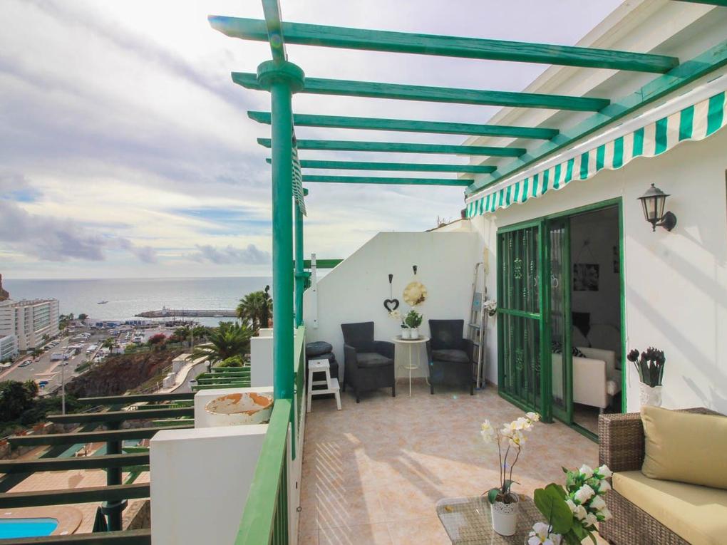 Terras : Appartement te koop in Los Veleros,  Puerto Rico, Barranco Agua La Perra, Gran Canaria  met zeezicht : Ref 05527-CA