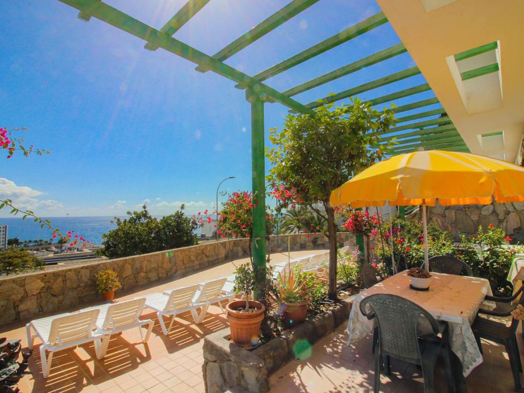 Terrasse : Apartment zu kaufen in Los Veleros,  Puerto Rico, Barranco Agua La Perra, Gran Canaria  mit Meerblick : Ref 05557-CA