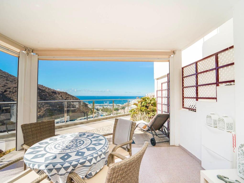 Terrass : Lägenhet  till salu  i Guanabara Park,  Puerto Rico, Barranco Agua La Perra, Gran Canaria med havsutsikt : Ref 05652-CA