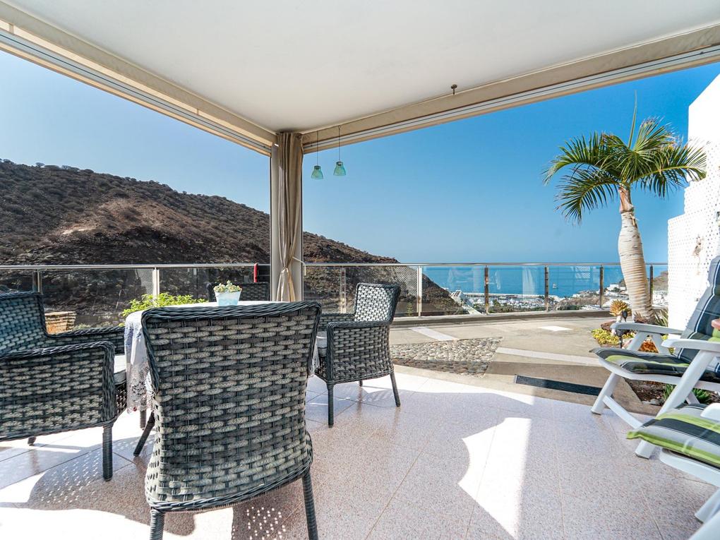 Terraza : Apartamento en venta en Guanabara Park,  Puerto Rico, Barranco Agua La Perra, Gran Canaria  con vistas al mar : Ref 05836-CA