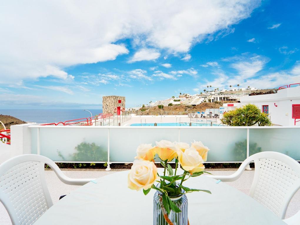 Terrace : Apartment for sale in Inagua,  Puerto Rico, Barranco Agua La Perra, Gran Canaria  with sea view : Ref 05954-CA