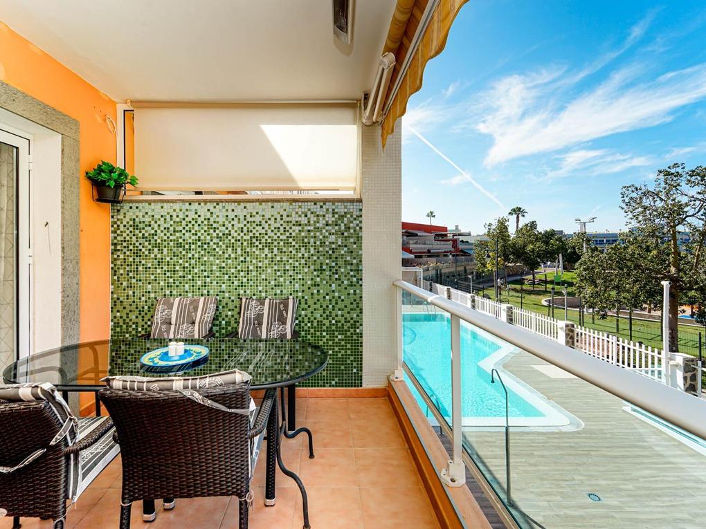 Terrasse : Leilighet til salgs i Golden Beach,  Mogán, Puerto y Playa de Mogán, Gran Canaria   : Ref 06057-CA