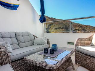 Terrass : Lägenhet  till salu  i Vista Puerto,  Puerto Rico, Barranco Agua La Perra, Gran Canaria med havsutsikt : Ref 05571-CA