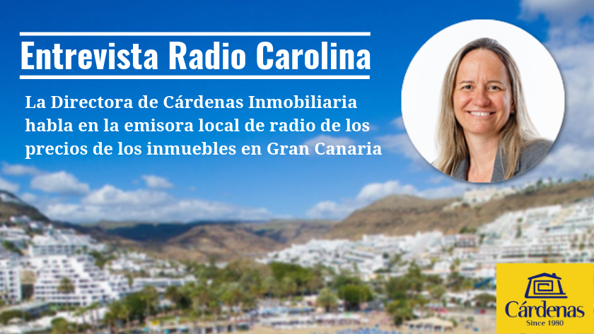 |Cárdenas Real Estate Managing Director discusses Gran Canaria property prices on the local radio |Direktøren for Cárdenas Eiendomsmegler og eiendomsekspert på Gran Canaria Carolina, var nylig på lufta på lokalradio i programet RTV Mogán for å diskutere eiendomsprisene på Gran Canaria.|Die Geschäftsführerin Carolina von Immobilien Cardenas diskutiert die Preise von Immobilien auf Gran Canaria beim lokalen Radiosender