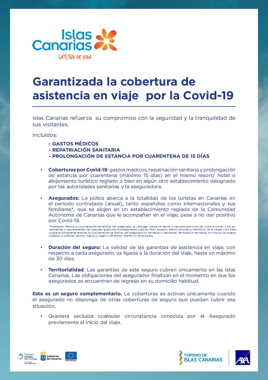 Asistencia de viaje por Covid19|Canary Islands Covid-19 insurance