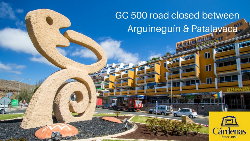 GC 500 road closed between Arguineguín & Patalavaca