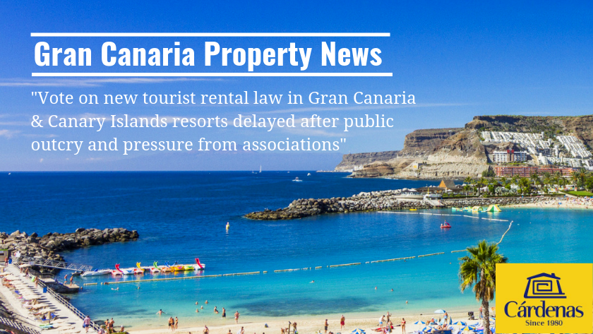 Vote on new tourist rental law in Gran Canaria & Canary Islands resorts delayed after public outcry and pressure from associations|Offentlige protester og press fra foreninger og grupper av berørte borgere har forsinket avstemningen i det kanariske parlamentet om den nye, kontroversielle loven som skal regulere utleie av ferieleiligheter||Amplias protestas y presión por parte de asociaciones y colectivos consiguen aplazar una polémica nueva ley regulando el alquiler vacacional|Abstimmung im Parlament über umstrittenes neues Vermietungsgesetz wurd nach öffentlichem Aufschrei und Druck von Vereinigungen vertagt