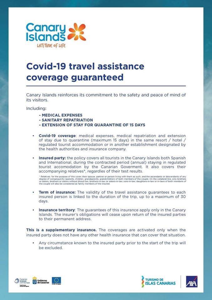 Canary Islands Covid-19 insurance|Asistencia de viaje por Covid19