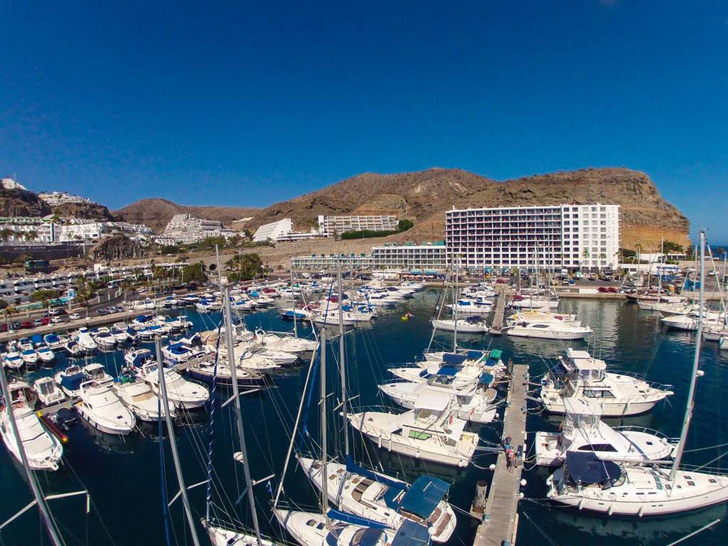 Puerto Rico marina with yachts and speed boats