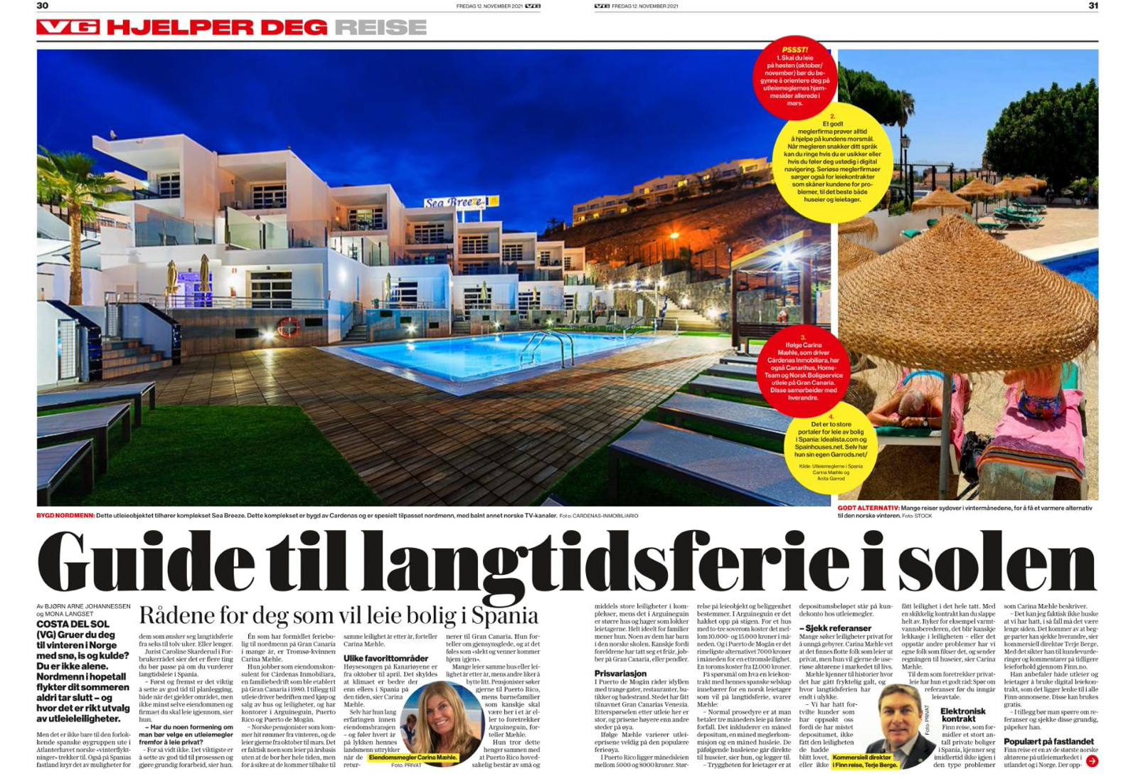 The Sea Breeze complex by Cárdenas Real Estate featured in Norwegian newspaper VG