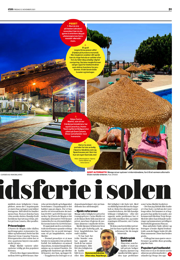 The Sea Breeze complex by Cárdenas Real Estate featured in Norwegian newspaper VG
