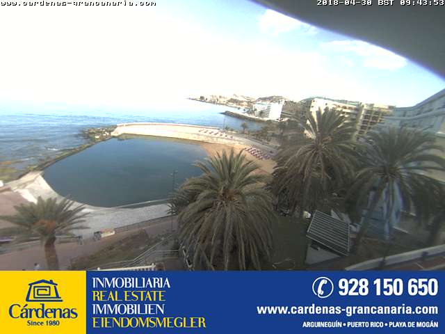 Gran Canaria webcams: The Cárdenas Real Estate webcam in Arguineguín cover the whole south coast of the island