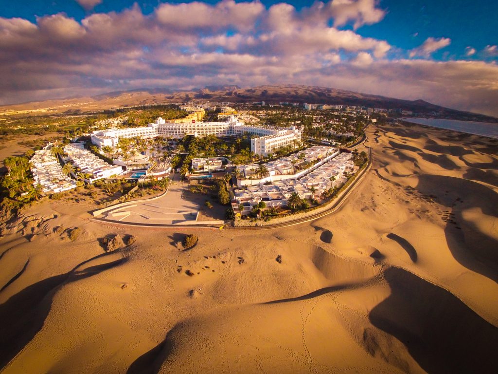 The Maspalomas sand dunes in south Gran Canaria