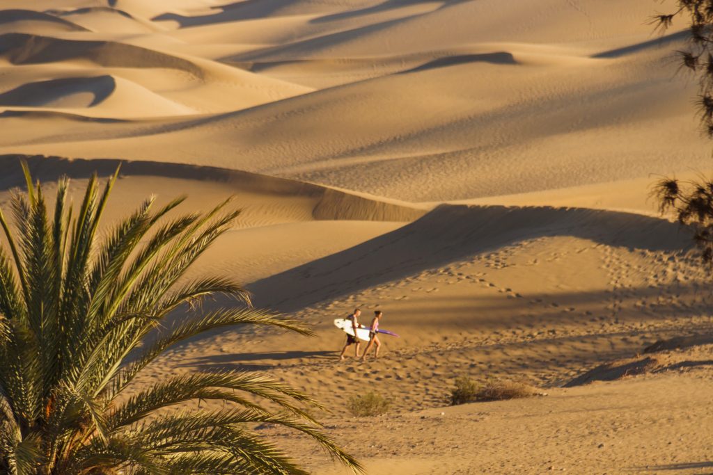The Maspalomas sand dunes in south Gran Canaria